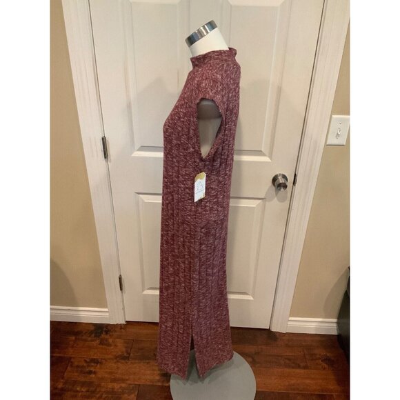 Saturday Sunday Long Soft Heathered Purple Ribbed Sleeveless Dress, Size Small - Picture 5 of 6